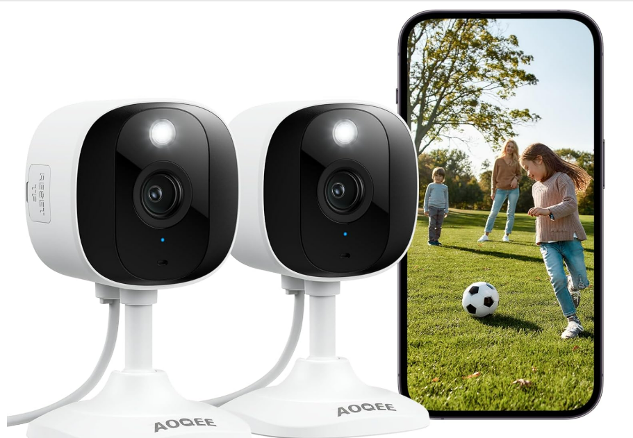 2K Cameras for Home Security-Outdoor/Indoor Camera for Dog/Cat/Pet/Nanny/Baby, Color Night Vision, White Light, Siren, 24/7