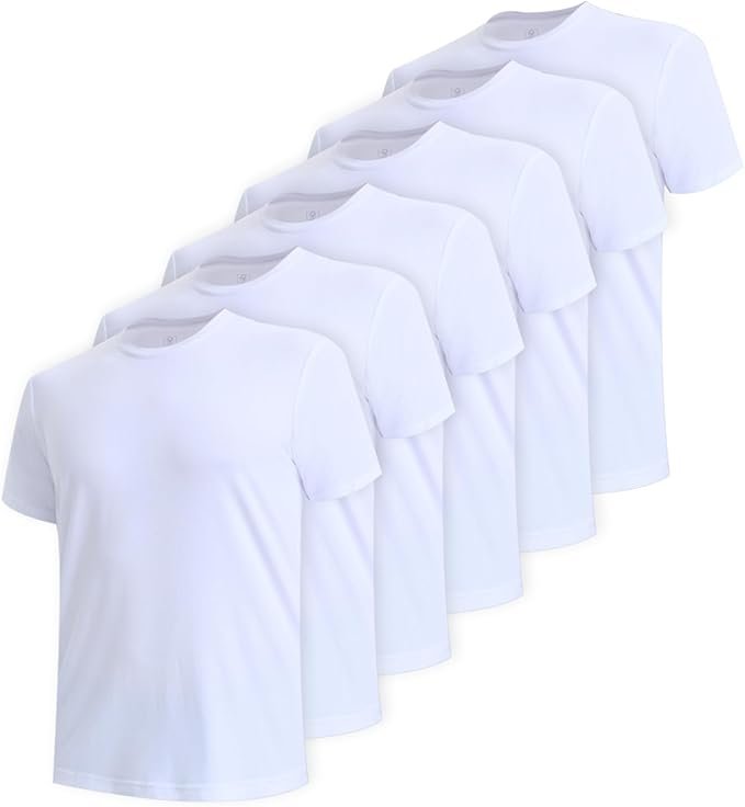 BAMBOO COOL Men’s Undershirts Moisture-Wicking Crewneck T Shirts, Breathable Stretch Soft Tees for Men, 3 or 6 Pack