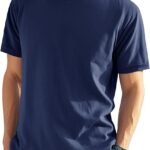EKLENTSON Camisetas de algodón con cuello redondo para hombre, de manga corta, lisas, que absorben la humedad, camisetas casuales de color sólido