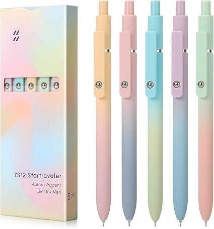 FIOVER 5 bolígrafos de gel de tinta negra, punta media de 0.028 in, escritura suave, serie de alta gama