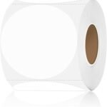 Etiquetas térmicas redondas blancas de 3 pulgadas, etiquetas térmicas directas circulares impermeables para diseño de logotipo de bricolaje