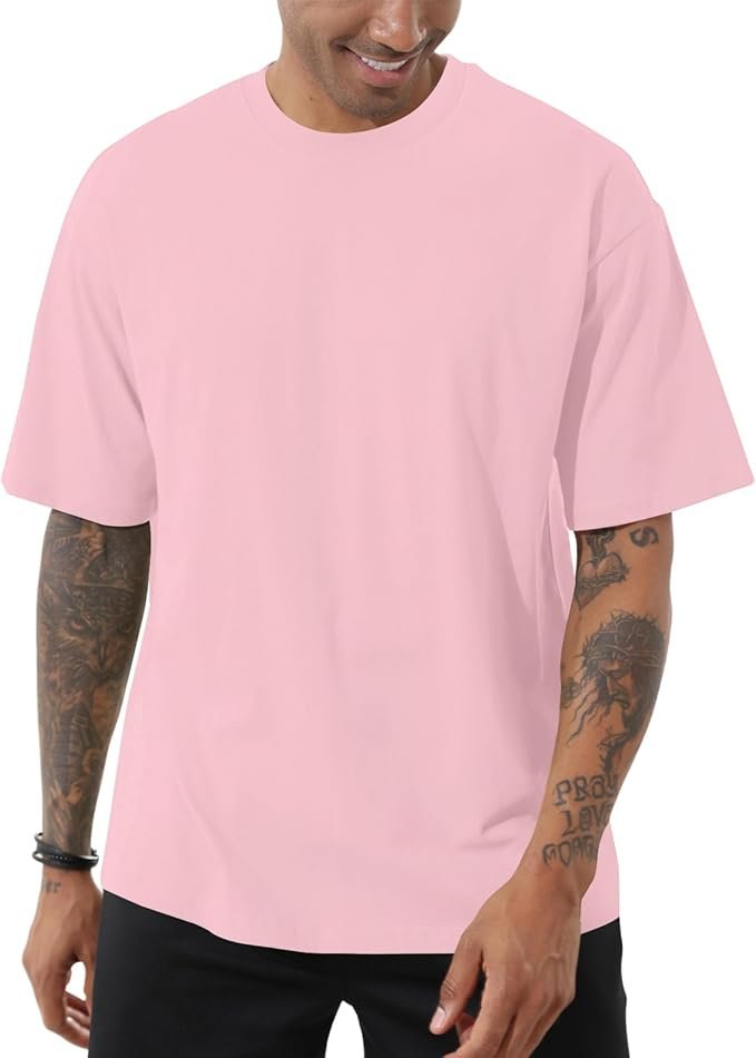 Camisetas de algodón de gran tamaño para hombre, estilo casual, holgadas, de manga corta, cuello redondo, básicas, atléticas