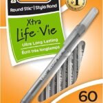 BIC Round Stic Xtra Life – Bolígrafos negros, punta media (0.039 pulgadas), paquete de 60 bolígrafos a granel, barril redondo flexible para escribir cómodamente