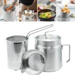 Olla de filtro de aceite de acero inoxidable de 68 onzas con cesta para freidora