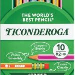 Ticonderoga X13910 – Lápices de madera a rayas, 2 HB suaves, preafilados, 10 unidadesHaz clic para una vista completa