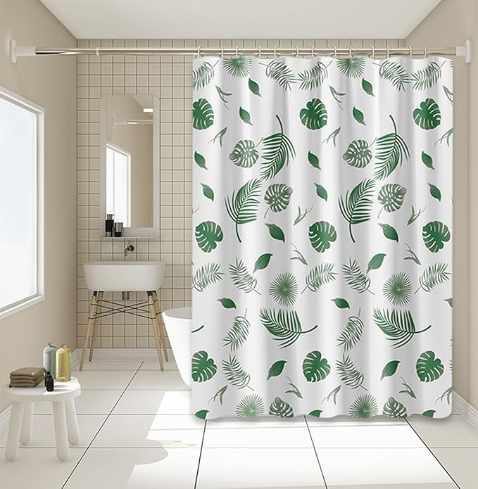 Forro de cortina de ducha con 12 ganchos de plástico, 72 x 72 pulgadas, forro de cortina de ducha de plástico para cabina de ducha y bañeras, cortinas de baño y juego de forro (hoja verde)
