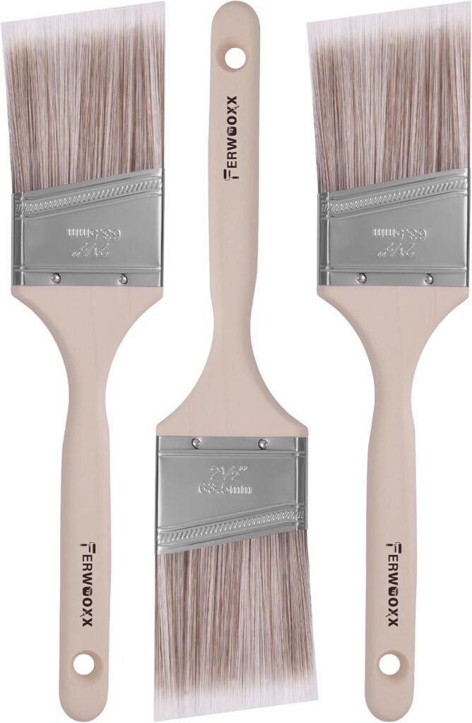 Paint Brush, 2.5IN Stain Brushes for Painting Walls and Fence Staining, Wooden Handle Masonry Paintbrush(3 Packs)