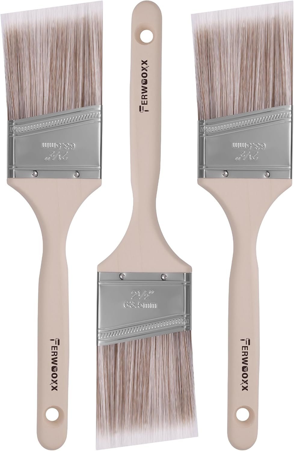 Paint Brush, 2.5IN Stain Brushes for Painting Walls and Fence Staining, Wooden Handle Masonry Paintbrush(3 Packs)