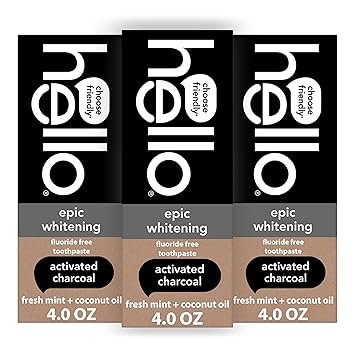Hello Epic Whitening – Pasta de dientes de carbón activado (Pack de 3)